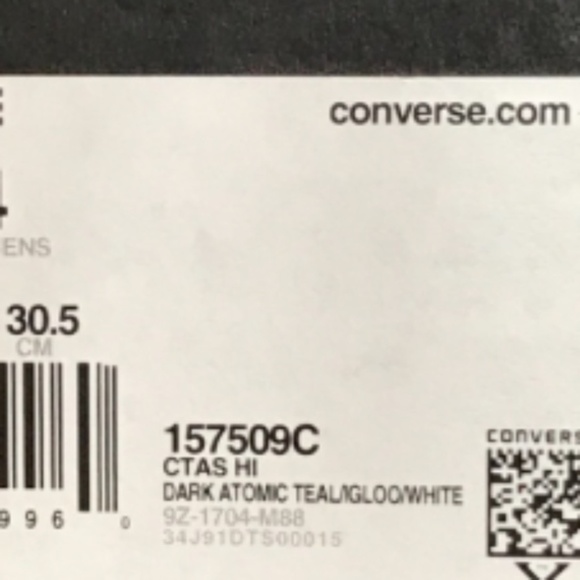 Converse CTAS‎ Hi Dark Atomic Teal Igloo White Shoes - Picture 6 of 6